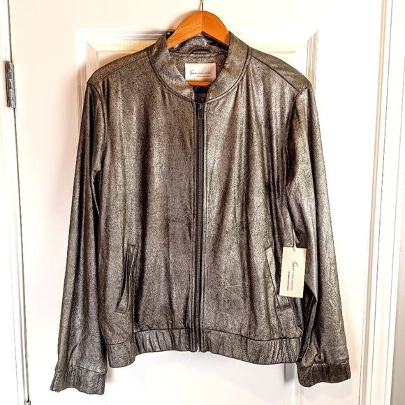 Two by Vince Camuto Metallic Military Green Bomber Jacket NWT - Picture 1 of 6